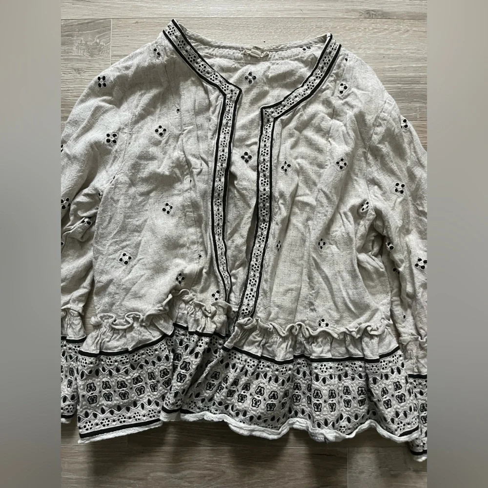 Pilcro Anthropologie Women’s Cropped Eyelet Kimono Boho - Medium/Large - Picture 5 of 11